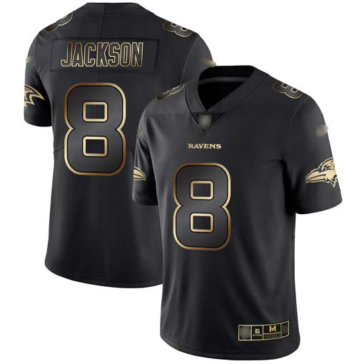 Ravens #8 Lamar Jackson Black/Gold Men's Stitched Vapor Untouchable Limited Jersey