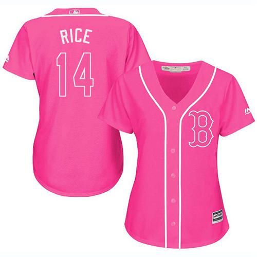 Boston Red Sox #14 Jim Rice Pink Fashion Women's Stitched Jersey Womens