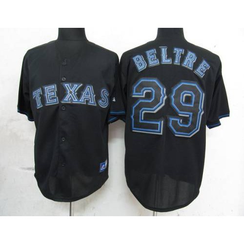 Texas Rangers #29 Adrian Beltre Black Fashion Stitched Jersey Men's