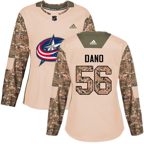 Adidas Columbus Blue Jackets #56 Marko Dano Camo Authentic 2017 Veterans Day Women's Stitched Jersey Womens