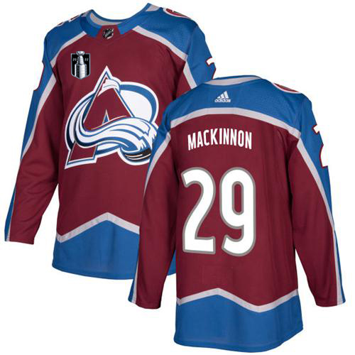 Adidas Colorado Avalanche #29 Nathan MacKinnon Burgundy Youth 2022 Stanley Cup Final Patch Home Authentic Stitched Jersey Youth