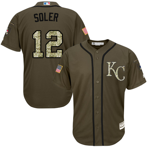 Kansas City Royals #12 Jorge Soler Green Salute to Service Stitched Jersey Men's