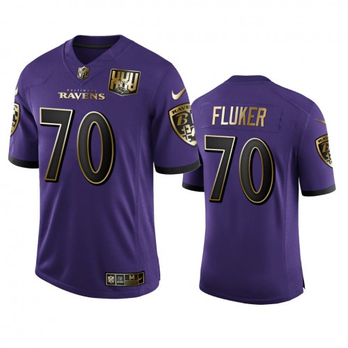 Baltimore Baltimore Ravens #70 D.J. Fluker Men's Purple Team 25th Season Golden Limited Jersey Men's