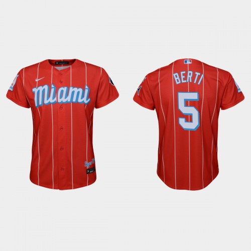 Miami Miami Marlins #5 Jon Berti Youth 2021 City Connect Authentic Jersey Red Youth