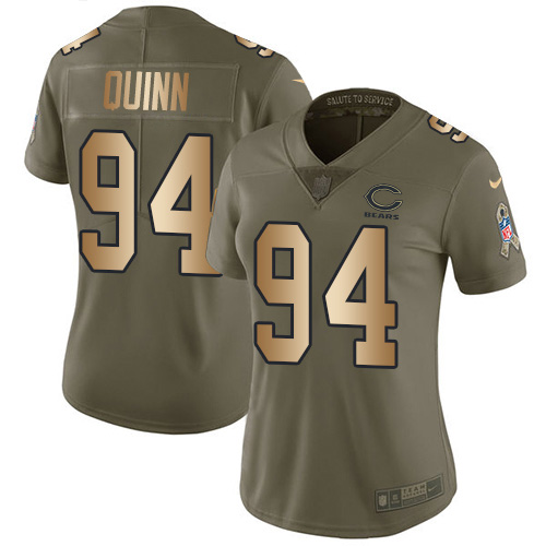 Chicago Bears #94 Robert Quinn Olive/Gold Women's Stitched Limited 2017 Salute To Service Jersey Womens