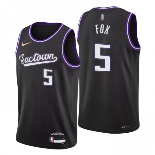 Sacramento Sacramento Kings #5 DeAaron Fox Mens Black 2021/22 Swingman Jersey - City Edition Mens
