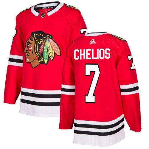 Adidas Chicago Blackhawks #7 Chris Chelios Red Home Authentic Stitched Jersey Men's