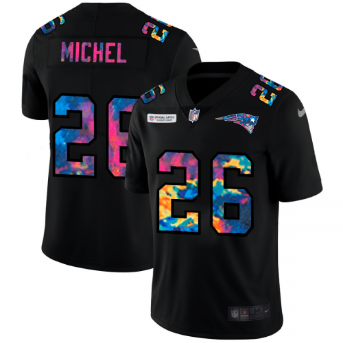 New England New England Patriots #26 Sony Michel Men's Multi-Color Black 2020 Crucial Catch Vapor Untouchable Limited Jersey Men's