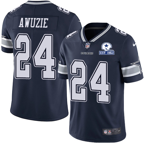 Dallas Cowboys #24 Chidobe Awuzie Navy Blue Team Color Men's Stitched With Established In 1960 Patch Vapor Untouchable Limited Jersey Men's