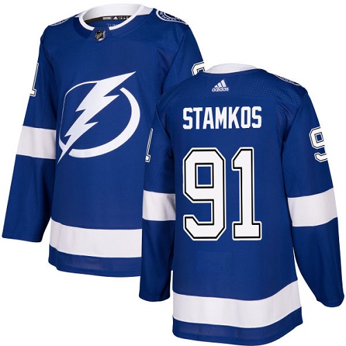 Adidas Tampa Bay Lightning #91 Steven Stamkos Blue Home Authentic Stitched Youth Jersey Youth