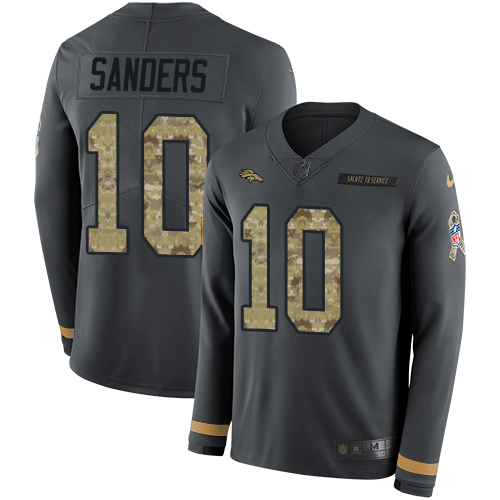 Denver Broncos #10 Emmanuel Sanders Anthracite Salute to Service Men's Stitched Limited Therma Long Sleeve Jersey Men's