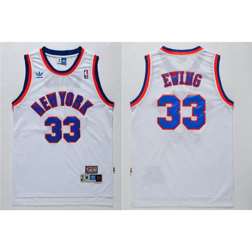 New York Knicks #33 Patrick Ewing White Throwback Stitched Jersey Mens