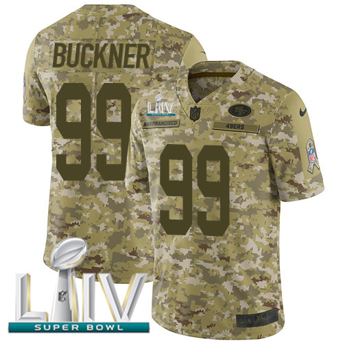San Francisco 49ers #99 DeForest Buckner Camo Super Bowl LIV 2020 Men's Stitched Limited 2018 Salute To Service Jersey Men's