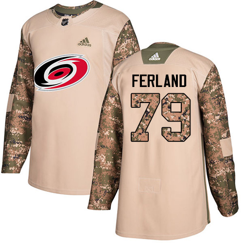 Adidas Carolina Hurricanes #79 Michael Ferland Camo Authentic 2017 Veterans Day Stitched Jersey Men's