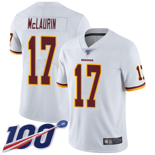 Commanders #17 Terry McLaurin White Men's Stitched 100th Season Vapor Limited Jersey