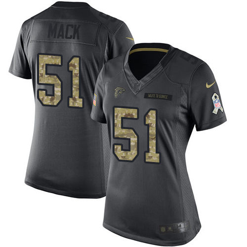 Atlanta Falcons #51 Alex Mack Black Women's Stitched Limited 2016 Salute to Service Jersey Womens