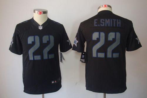 Cowboys #22 Emmitt Smith Black Impact Youth Stitched Limited Jersey