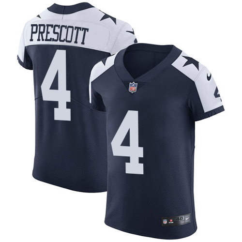 Cowboys #4 Dak Prescott Navy Blue Thanksgiving Men's Stitched Vapor Untouchable Throwback Elite Jersey
