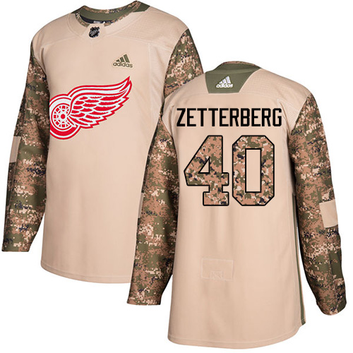 Adidas Detroit Red Wings #40 Henrik Zetterberg Camo Authentic 2017 Veterans Day Stitched Youth Jersey Youth