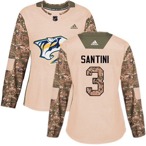Adidas Nashville Predators #3 Steven Santini Camo Authentic 2017 Veterans Day Women's Stitched Jersey Womens