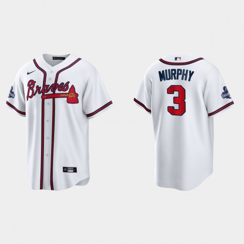 Atlanta Atlanta Braves #3 Dale Murphy Men's 2021 World Series Champions Patch Game Jersey - White Men's