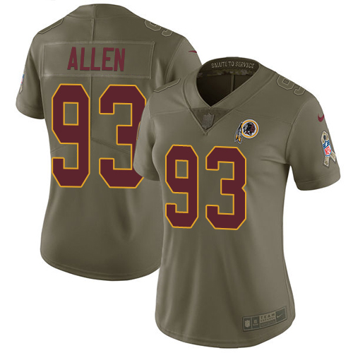 Commanders #93 Jonathan Allen Olive Women's Stitched Limited 2017 Salute To Service Jersey