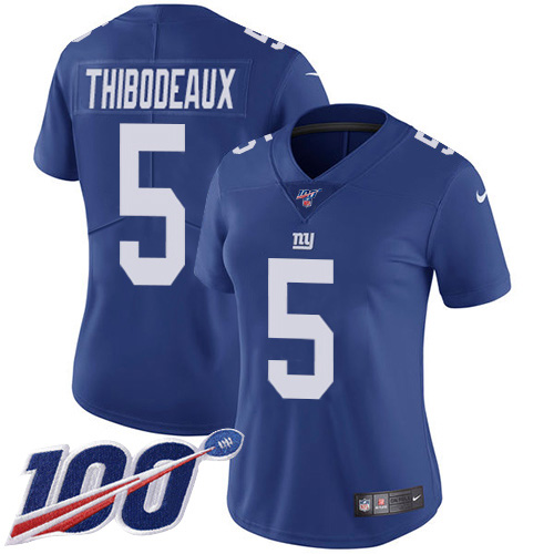 Giants #5 Kayvon Thibodeaux Royal Blue Team Color Women's Stitched 100th Season Vapor Untouchable Limited Jersey