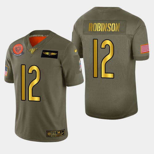 Chicago Chicago Bears #12 Allen Robinson II Men's Olive Gold 2019 Salute to Service Limited 100 Jersey Men's