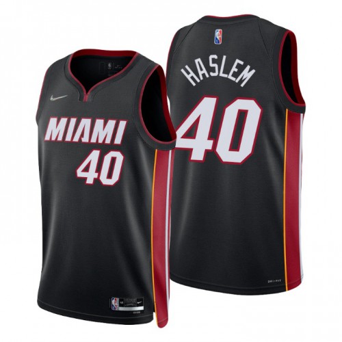 Miami Heat #40 Udonis Haslem Black Mens 2021-22 75th Anniversary Diamond Swingman Jersey - Icon Edition Mens
