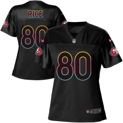 49ers #80 Jerry Rice Black Women's Fashion Game Jersey