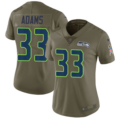 Seahawks #33 Jamal Adams Olive Women's Stitched Limited 2017 Salute To Service Jersey