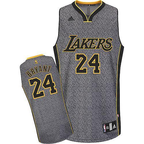 Los Angeles Lakers #24 Kobe Bryant Grey Static Fashion Stitched Jersey Mens