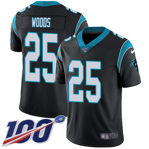 Panthers #25 Xavier Woods Black Team Color Men's Stitched 100th Season Vapor Untouchable Limited Jersey