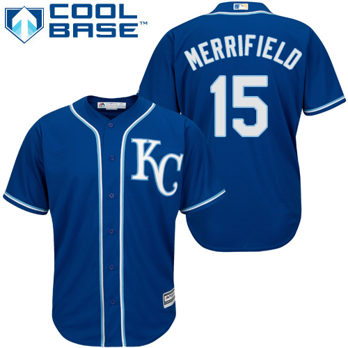 Kansas City Royals #15 Whit Merrifield Royal Blue Cool Base Stitched Youth Jersey Youth