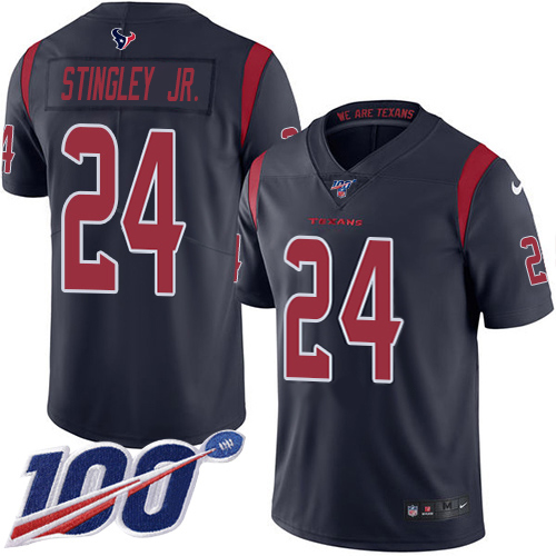 Texans #24 Derek Stingley Jr. Navy Blue Men's Stitched Limited Rush 100th Season Jersey