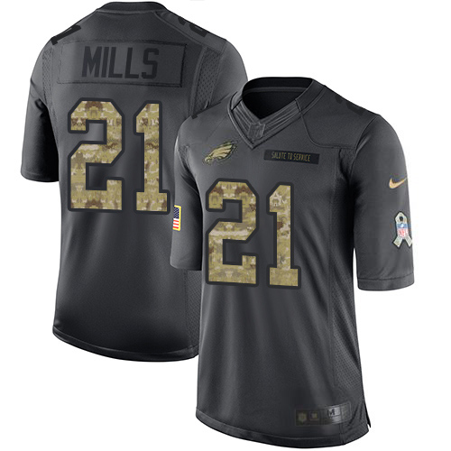 Philadelphia Eagles #21 Jalen Mills Black Men's Stitched Limited 2016 Salute to Service Jersey Men's