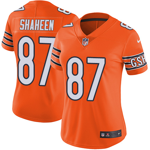 Chicago Bears #87 Adam Shaheen Orange Women's Stitched Limited Rush Jersey Womens