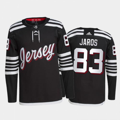 Adidas New Jersey Devils #83 Christian Jaros Men's 2021-22 Alternate Authentic Jersey - Black Men's