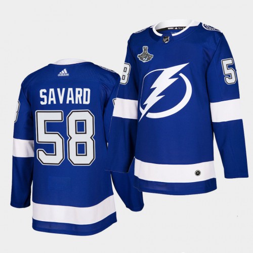 Adidas Tampa Bay Lightning #58 David Savard Blue Home Authentic 2021 Stanley Cup Champions Jersey Youth