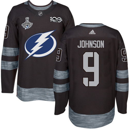 Adidas Tampa Bay Lightning #9 Tyler Johnson Black 1917-2017 100th Anniversary 2020 Stanley Cup Champions Stitched Jersey Men's