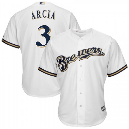 Milwaukee Milwaukee Brewers #3 Orlando Arcia Majestic Cool Base Home Player Jersey White Men's