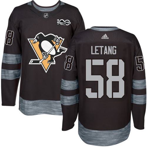 Adidas Pittsburgh Penguins #58 Kris Letang Black 1917-2017 100th Anniversary Stitched Jersey Men's