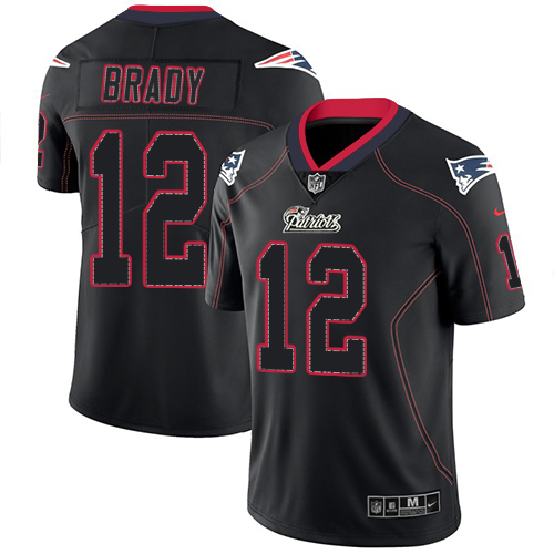 Patriots #12 Tom Brady Lights Out Black Men's Stitched Limited Rush Jersey