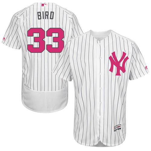 New York Yankees #33 Greg Bird White Strip Flexbase Authentic Collection Mother's Day Stitched Jersey Men's