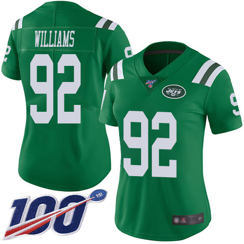 New York Jets #92 Leonard Williams Green Women's Stitched Limited Rush 100th Season Jersey Womens