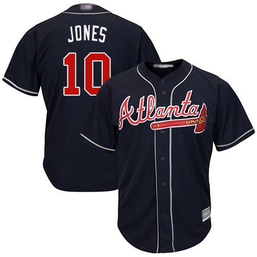 Atlanta Braves #10 Chipper Jones Navy Blue Cool Base Stitched Youth Jersey Youth