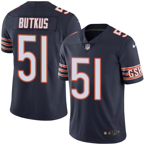 Bears #51 Dick Butkus Navy Blue Team Color Men's Stitched Vapor Untouchable Limited Jersey