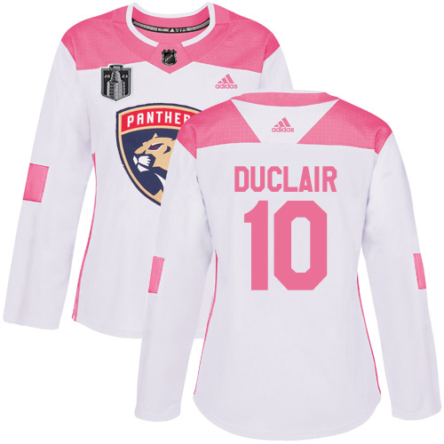 Adidas Panthers #10 Anthony Duclair White/Pink 2023 Stanley Cup Final Patch Authentic Fashion Women's Stitched Jersey