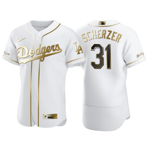Los Angeles Los Angeles Dodgers #31 Max Scherzer Men's Authentic 2021 Golden Edition Jersey White Men's