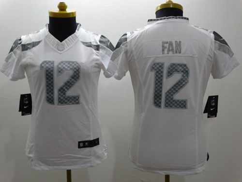 Seahawks #12 Fan White Women's Stitched Limited Platinum Jersey